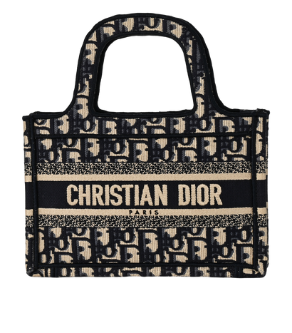 Mini Book Tote, &pound;950, Handbags, Beige/Blue, Canvas, Front view